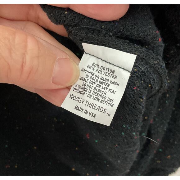 Woolly Threads USA Size Large Black Multi Color Flecks Sweater - Picture 8 of 8